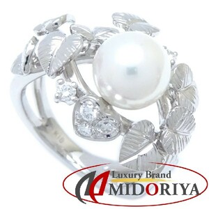 ミキモト MIKIMOTO パール リング 指輪 7.5号 真珠7.5ミリ ダイヤモンド K18WG ホワイトゴールド / 199621【中古】