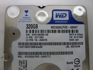 530211◆◇Western Digital WD3200LPVX SATA 320GB 初期保有◇◆