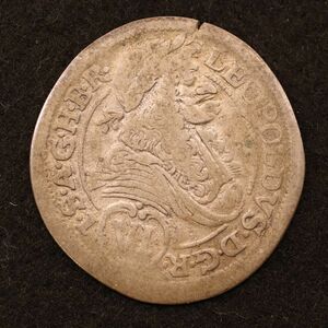 KM#1185/オーストリア帝国 レオポルド1世 6クロイツァー銀貨（1690）約25mm[3616]コイン