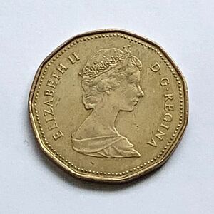 【希少品セール】カナダ エリザベス女王肖像デザイン 1ドル硬貨 1987年 1枚