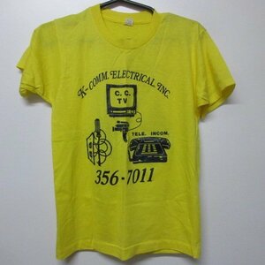 80s USA製 Tシャツ S 黄色　電化製品　テレビ　スクリーンスターズ　 ビンテージ　アメカジ古着　sy2630