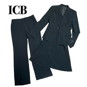  ICB スーツ アンサンブル ワンピース3点セット オンワード樫山 ブラック セットアップ ビジネス