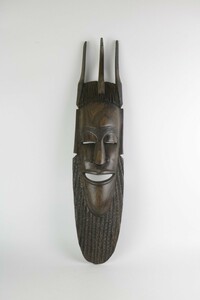 希少 アンティーク ビンテージ アフリカ アフリカン お面 マスク 木彫り 一本彫り 民族 部族 儀式 神様 祈り 幸運 悪魔祓い 55cm 