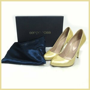 ▼△sergio rossi(セルジオロッシ)◆レディース◆ピンヒールパンプス◆イエローゴールド◆サイズ35.5◆ヒール10cm◆良品◆