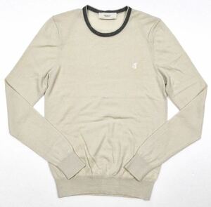 美品「Pringle of Scotland」メリノウール100% ハイゲージニット クルーネック プルオーバーセーター Khaki SIZE:M 香港製