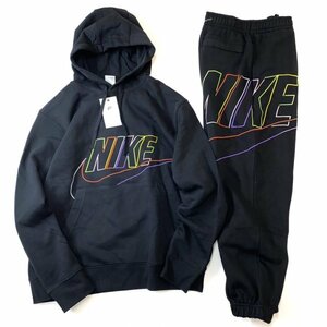 ★新品★NIKE ナイキ クラブフリース ビッグロゴ フーディ & ワイド スウェットパンツ セット 上下 DX0542 DX0548 -010 黒 2XL