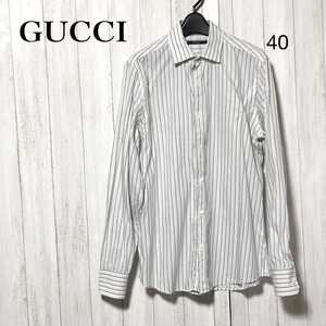 グッチ ストライプ ドレスシャツ 40/GUCCI 伊製 グッチジャパン正規品