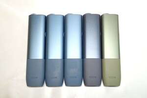 4281[M]◆電子タバコ◆IQOS ILUMA ONE/アイコス イルマ ワン/M0004/ぺブルグレー/アズールブルー/モスグリーン/喫煙具/まとめて 5点セット