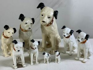 ◇＃37 ニッパー犬 VICTOR ビクター犬　 9点まとめ　昭和レトロ 　 アンティーク　 陶器人形 　コレクション◇Y