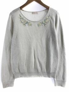 any SiS エニィスィス ラメ 刺繍 セーター size2/白 ■◇ ☆ ebb3 レディース