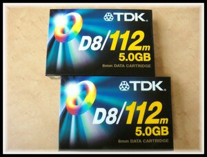 【2個セット】 未使用 未開封 TDK 8mm データカートリッジ d8/112m 5.0GB 8mm DATA CARTRIDGE DC8-112N