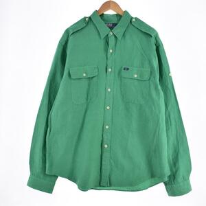 古着 ラルフローレン Ralph Lauren POLO by Ralph Lauren 長袖 エポレット付き リネンシャツ メンズXXL /eaa324859 【SS2403】