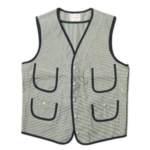 BONCOURA ボンクラ 日本製 PIPING VEST BLUE MOCK TWIST パイピングベスト 38 ネイビー ジレ ストライプ トップス ☆☆mc60876