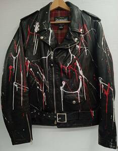 【良品】SCHOTT ショット ダブルライダース Hand Painted Truth Moto Leather Jacket ハンド ペインテッド М USA製 参考価格:19万円