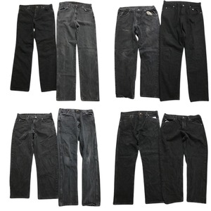 古着卸 まとめ売り Wrangler ラングラー パンツ 8枚セット (メンズ 34 /36 /38 ) ブラックデニム ブランドロゴ MS4712