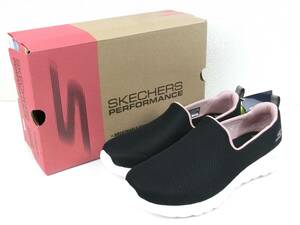 【訳あり未使用】SKECHERS GO WALK JOY 通気性◎ 超軽量 メッシュスリッポンスニーカー 左25cm 右23cm ブラック 定価7,590円【1227】