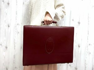 極美品 Cartier カルティエ アタッシュケース ビジネスバッグ ハンドバッグ バッグ レザー ボルドー A4収納可 メンズ 69976