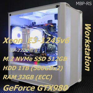 【Workstation x Gaming】 【Xeon E3-1245v6 (i7-7700相当) + GeForce GTX980】 【M.2 SSD 512GB+HDD 1TB】 【メモリー32GB】 【Win11Pro】