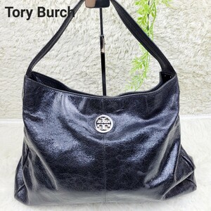 Tory Burch トリーバーチ トートバッグ ワンショルダーバック ハンドバック 肩掛け ロゴ金具 内側総柄 A4 レザー ブラック