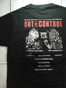 即決 送料無料 MAN WITH A MISSION マンウィズ zebrahead ゼブラヘッド OUT OF CONTROL TOUR 2015 ラバープリント Tシャツ L ブラック 黒