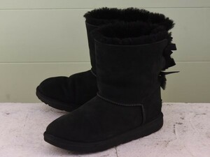 MK368◆レディース【アグ UGG】ムートンブーツ 黒 ブラック 24.5cm