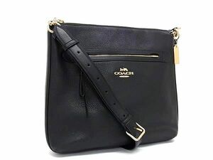 1円 ■極美品■ COACH コーチ F34823 レザー クロスボディ ショルダーバッグ 斜め掛け レディース メンズ ブラック系 AY3361