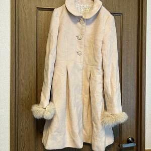 Feroux（フェルゥ）羊毛ロングコート　フォックスファー付き　2 M