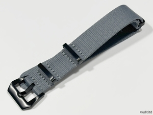 ラグ幅22mm NATO 腕時計ベルト ヘキサゴン尾錠 グレー ファブリックストラップ ナイロン [オメガ タグホイヤー ブライトリング等 対応]