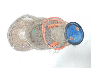 【管KI0391】1円～ 釣具 スカリ 魚籠 ビク まとめて 大小5点セット 網 メッシュ