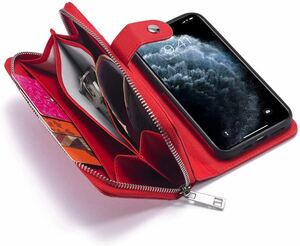iPhone 13 mini レザーケース アイフォン13 ミニ　ケース 手帳型 お財布付き カード収納 財布型 赤
