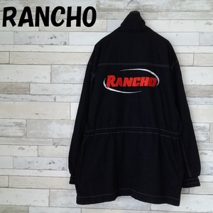 【人気】RANCHO バッグビッグ刺繍ロゴ レーシングジャケット ブラック サイズL/6612