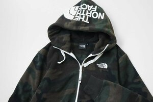 THE NORTH FACE ◆ フリース 迷彩柄 ジップアップ パーカー Sサイズ カーキ (NL71445) カモフラ フーディ ノースフェイス◆K2G