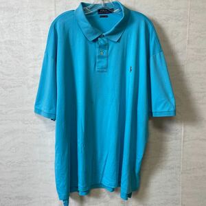 半袖ポロシャツ POLO RALPH LAUREN ワンポイントロゴ ポロシャツ サイズ3XL 青　水色　メンズ古着