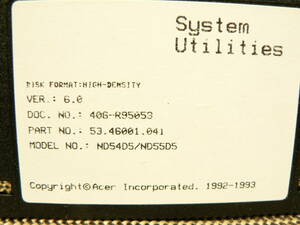 送料最安 94円 FDA99：System Utilities　ACER Incorporation　C.1992-93
