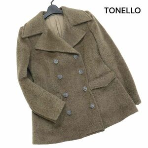 イタリア製★ TONELLO トネッロ 秋冬 モヘア&ウール♪ 起毛 Pコート Sz.40　レディース　K3T01280_C#N