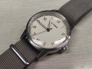 【送料無料】★CYMA/シーマ・UK MILITARY ROYAL NAVY/ロイアルネイビー・SWISS-MADE Movement/ETA F04.111・OFF-WHITE文字盤★