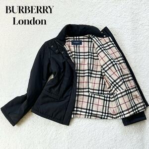 1円～ 未使用級 BURBERRY London バーバリー ロンドン 中綿ジャケット ノバチェック フード ブルゾン 38 サイズM 1スタ