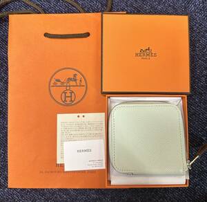 新品◆HERMES エルメス コインケース 小銭入れ アザップコンパクト シルクイン ヴォーエプソン ヴェールフィズ B刻印