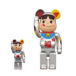 BE@RBRICK 招き猫 ペコちゃん 福 銀メッキ 100% & 400%