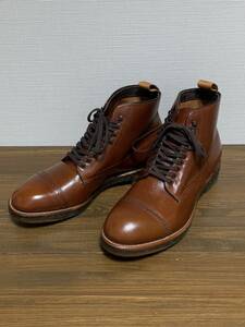 未使用☆[ALDEN] 86910H ALPINE CALF CAP TOE BOOT アルパインカーフ モディファイドラスト レザーブーツ 8.5 ブラウン オールデン