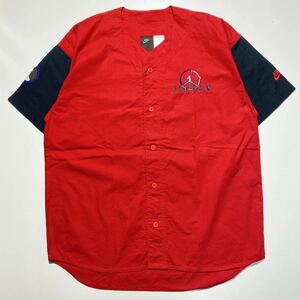 【L】90s NIKE AIR JORDAN 8 Baseball Shirt Red 90年代 ナイキ エア ジョーダン 8 ベースボールシャツ レッド 半袖 シャツ G1050