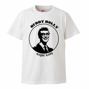 【Mサイズ 白Tシャツ】バディ・ホリー BUDDY HOLLY ロックンロール ロカビリー ビートルズ BEATLES LP CD レコード 50s 60s