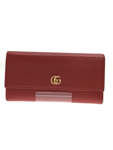 GUCCI◆長サイフ_GGマーモント/レザー/RED/無地/メンズ