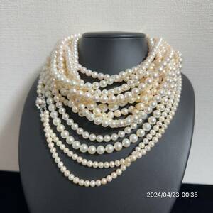 1000円〜　2 まとめ　美品　pearl パール　真珠 本真珠 バロック　8mm以上多数　ネックレス 13本セット　総重量約536g 送料無料　