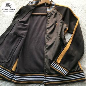 美品/Lサイズ●バーバリーブラックレーベル トラックジャケット BURBERRY BLACK LABEL ジャケット ブルゾン 春夏 ホースロゴ 軽量 ブラウン