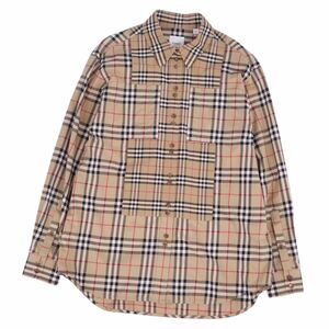 美品 バーバリー BURBERRY シャツ ブラウス ロングスリーブ 長袖 ノバチェック柄 コットン トップス レディース UK6 cf04ds-rm08f09914