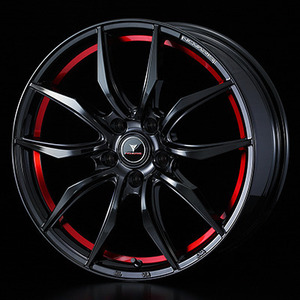 【個人宅発送可能】 ウエッズ Weds 17X7.0J +53 5H PCD114.3 BK/RED ホイール 1本 NOVARIS ROHGUE VF ノヴァリス・ローグ ブイエフ (40069)