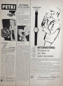稀少・時計広告！1961年IWC時計広告/International Ladies Watch/O