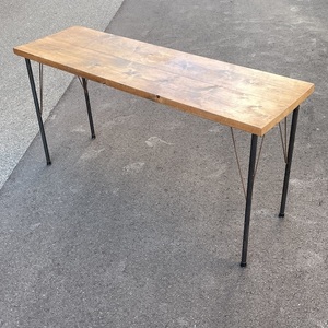 無垢材テーブル　天然木デスク　ビンテージ風　アイアン脚　インダストリアル