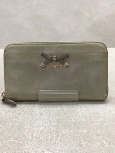 PRADA◆長財布/レザー/KHK